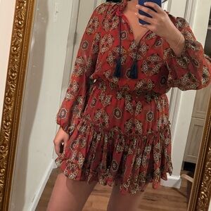 Misa Los Angeles full sleeve mesh patterned mini dress size L